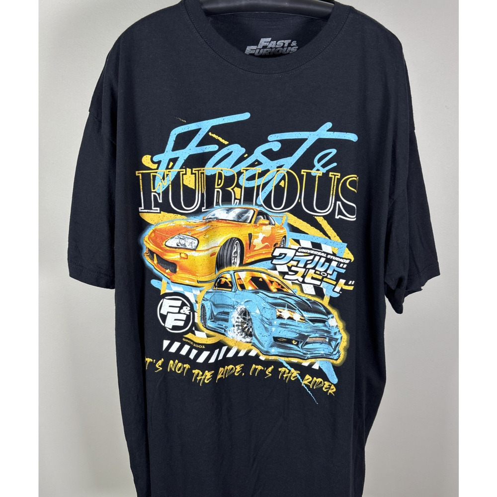 Universal Studios Fast & Furious Black Graphic T-shirt It's the Rider Mens 2XL